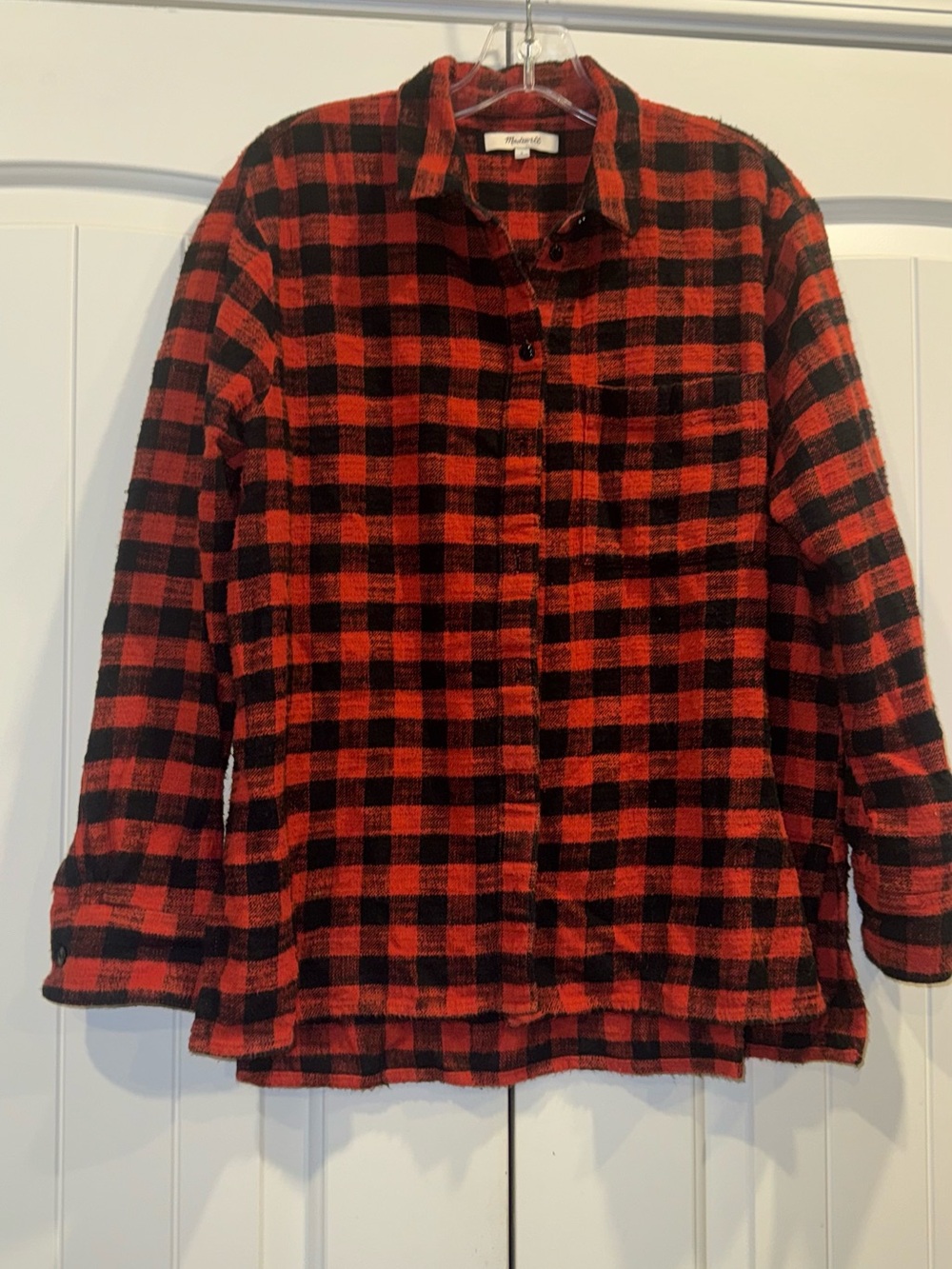 Madewell Red and Black Plaid Button-Down Shirt